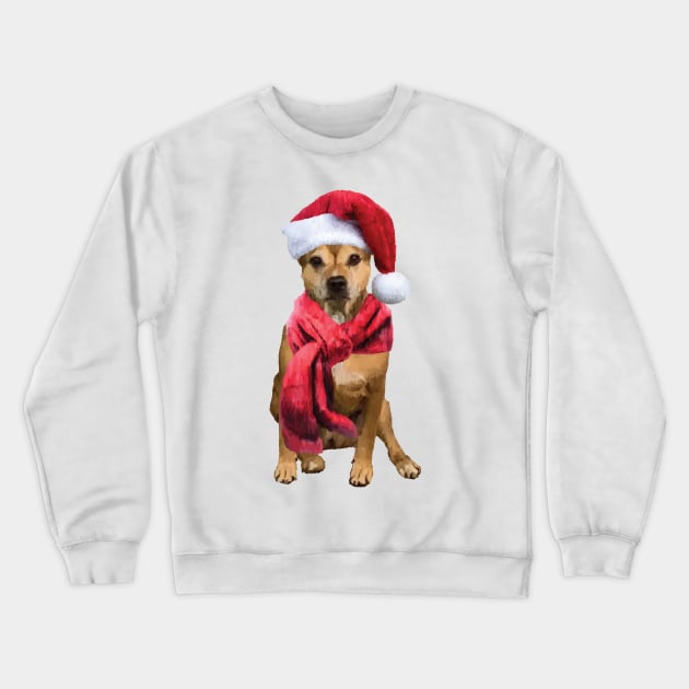 Dog in Hat and Scarf Crewneck Sweatshirt by calliew1217